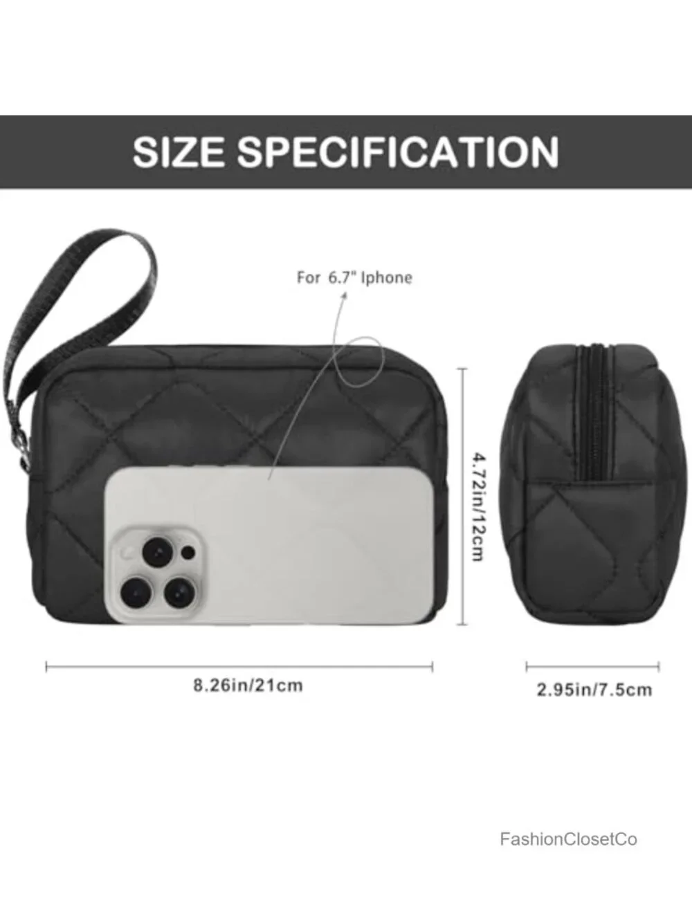 Quilted Cotton Cosmetic Bag Zipper Pouch Travel Toiletry Organizer Case